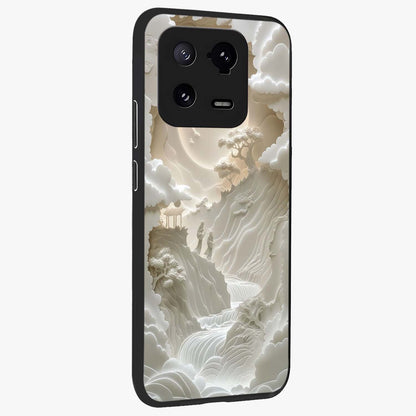 Celestial Origami Glass Case upright view showcasing creative origami artwork with modern celestial style.