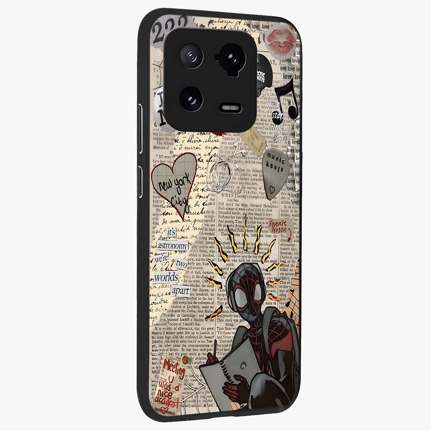 City Dream Sketch Glass Case upright view showcasing urban skyline artwork with stylish hand drawn design.
