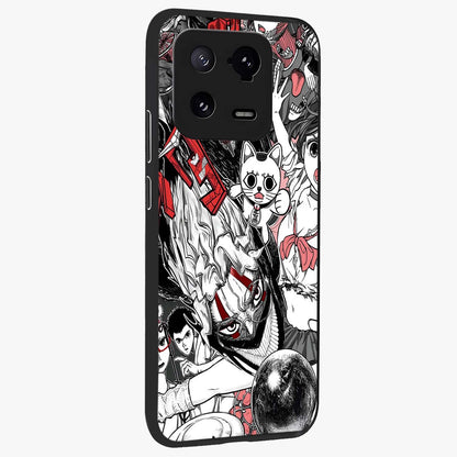 Crimson Chaos Panel Glass Case upright view showcasing intense crimson artwork with dramatic aesthetic style.