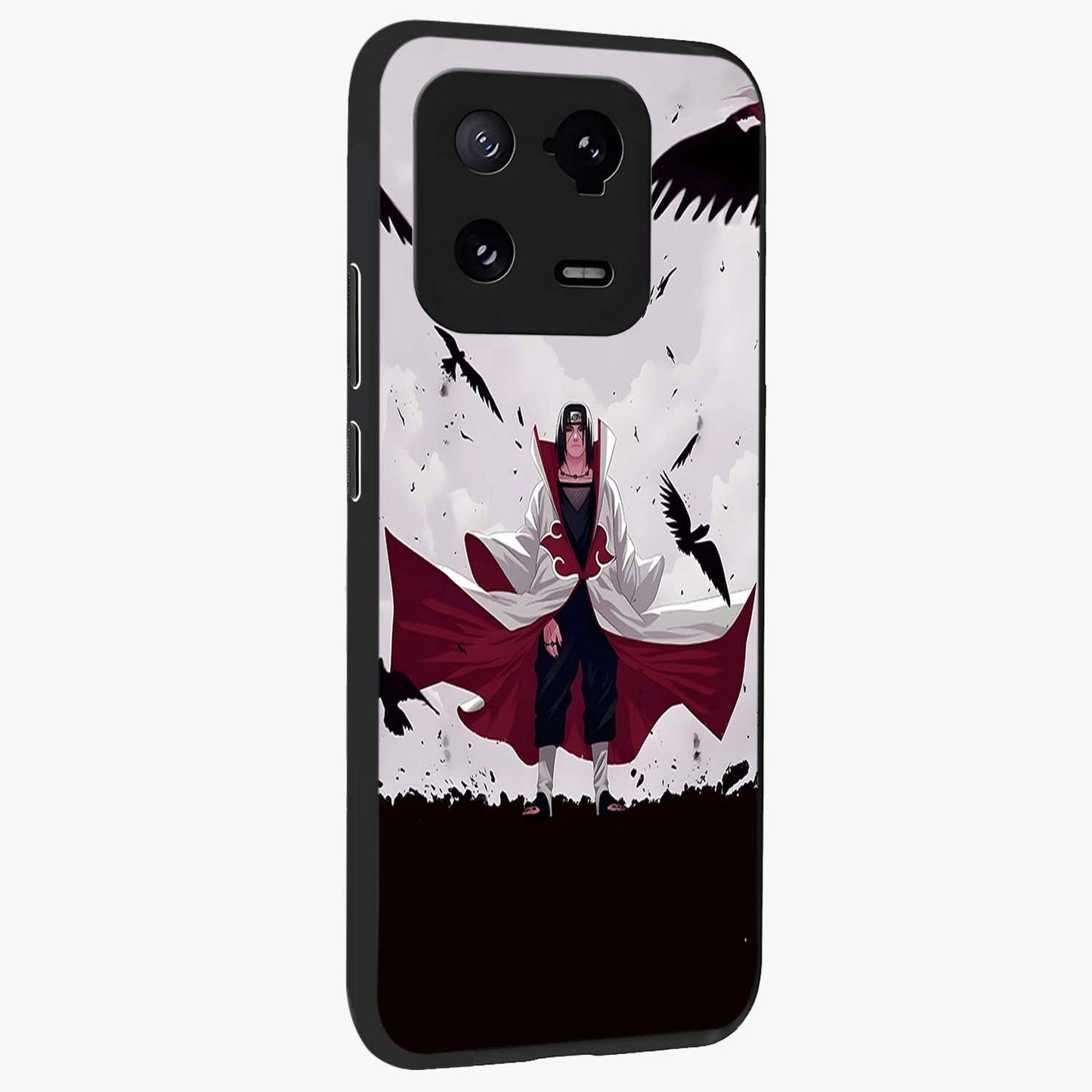 Crimson Crow Ascension Glass Case upright view showcasing dramatic crow artwork with bold gothic theme.