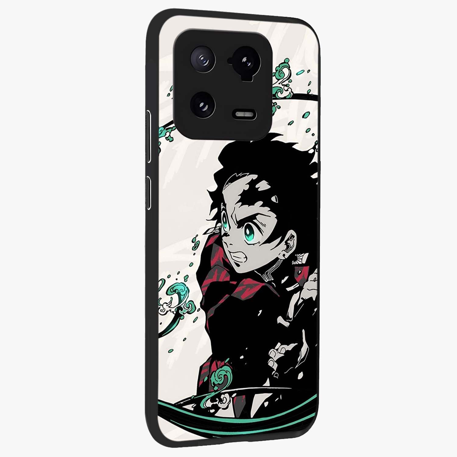 Demon Slayer Glass Case upright view showcasing powerful anime artwork with intense warrior theme.