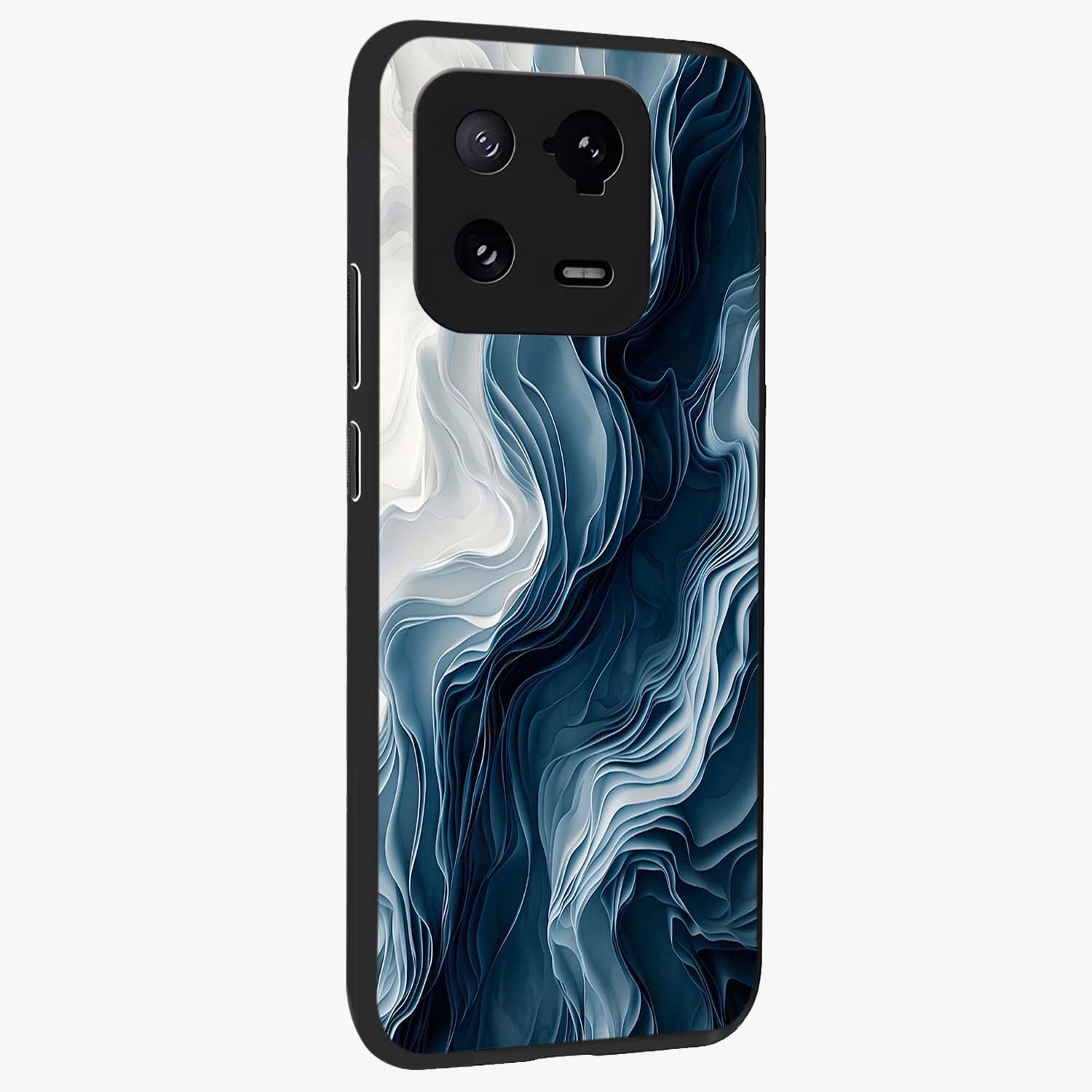 Ethereal Paper Marble Glass Case upright view showcasing smooth marble artwork with refined minimalist theme.