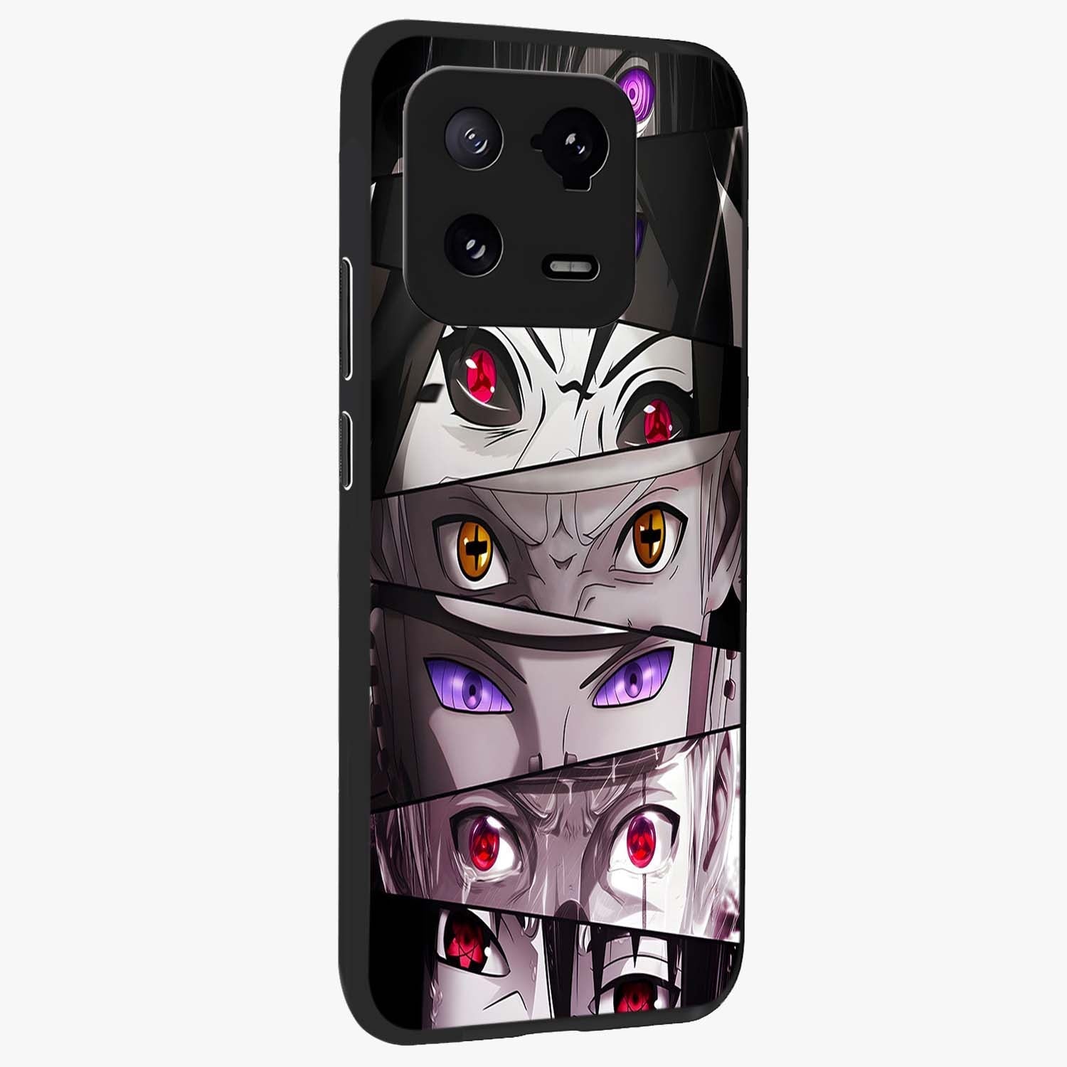 Eyes of Destiny Glass Case upright view showcasing symbolic eye artwork with dramatic artistic theme.