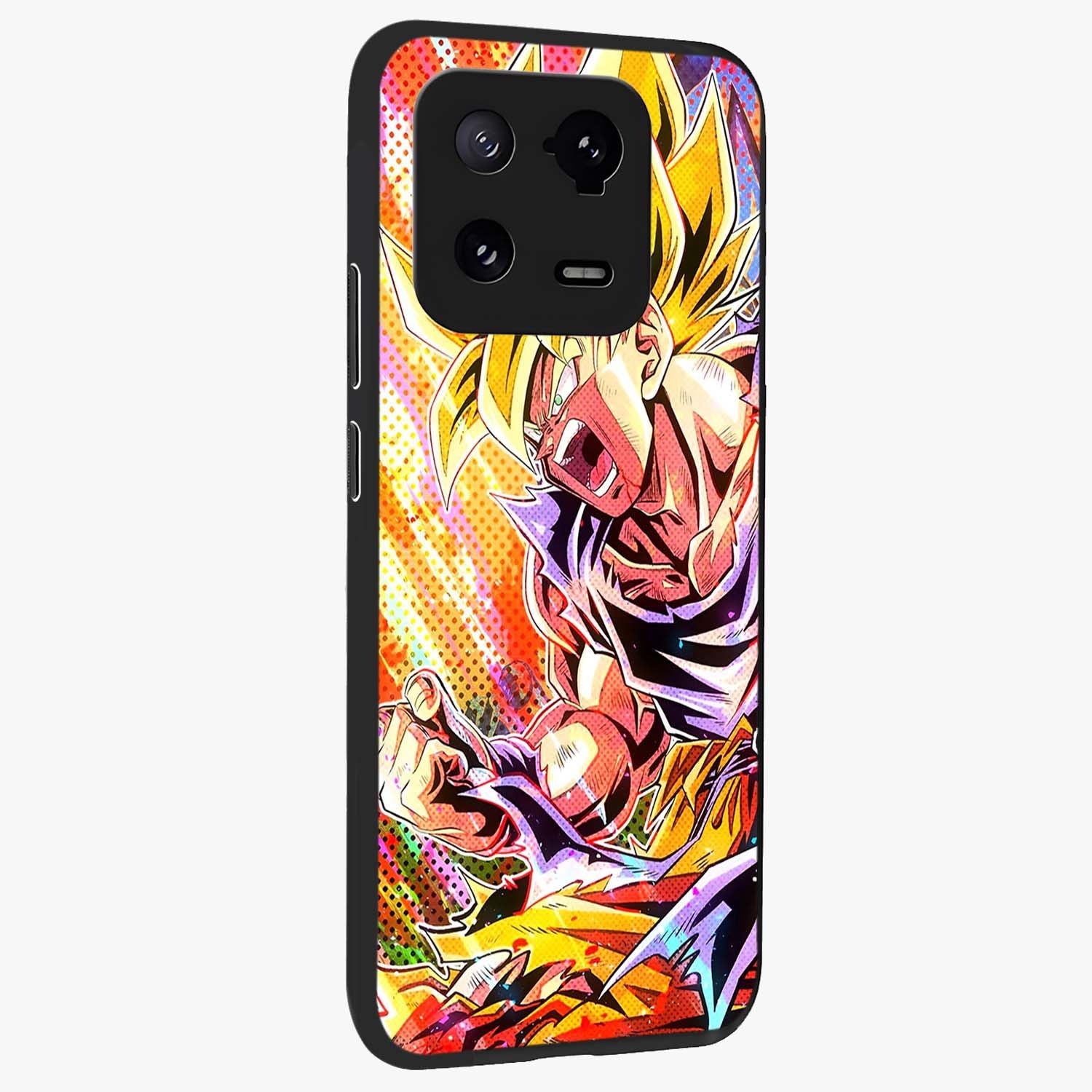Firing Goku Glass Case upright view showcasing energetic anime artwork with bold warrior theme.