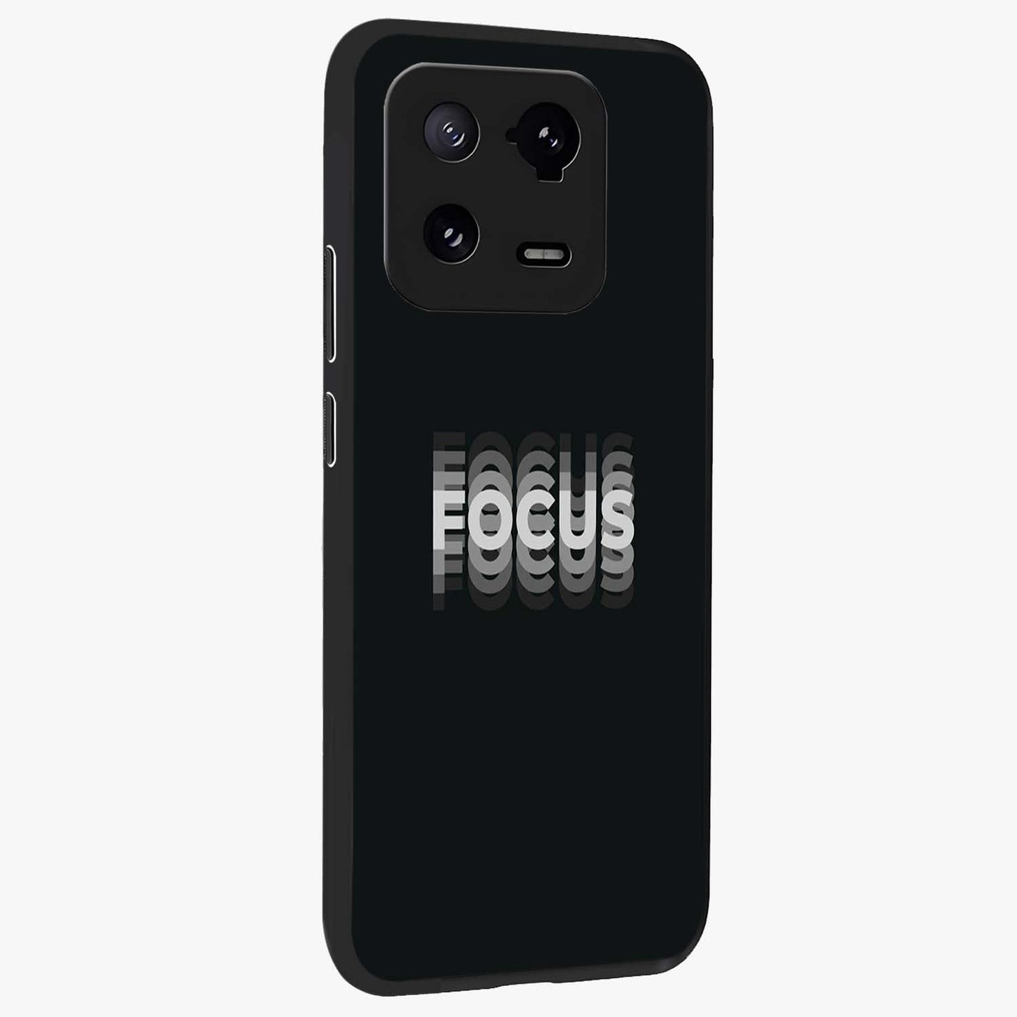 Focus Mode On Glass Case upright view showcasing strong typography statement with sleek motivational theme.