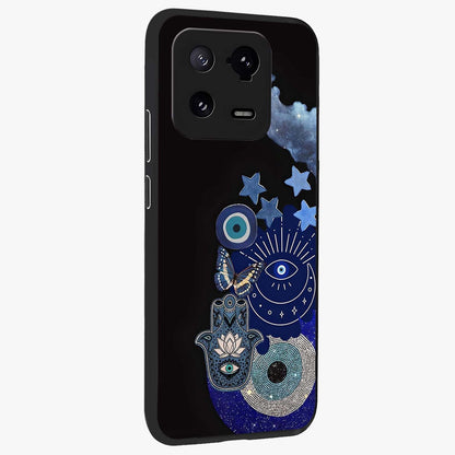 Galactic Charm Cluster Glass Case upright view showcasing glowing cosmic charm artwork with magical celestial style.
