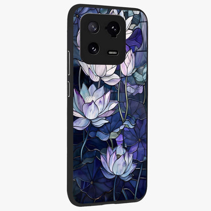 Gloss Petal Rush Glass Case upright view showcasing dynamic floral petal artwork with modern botanical theme.
