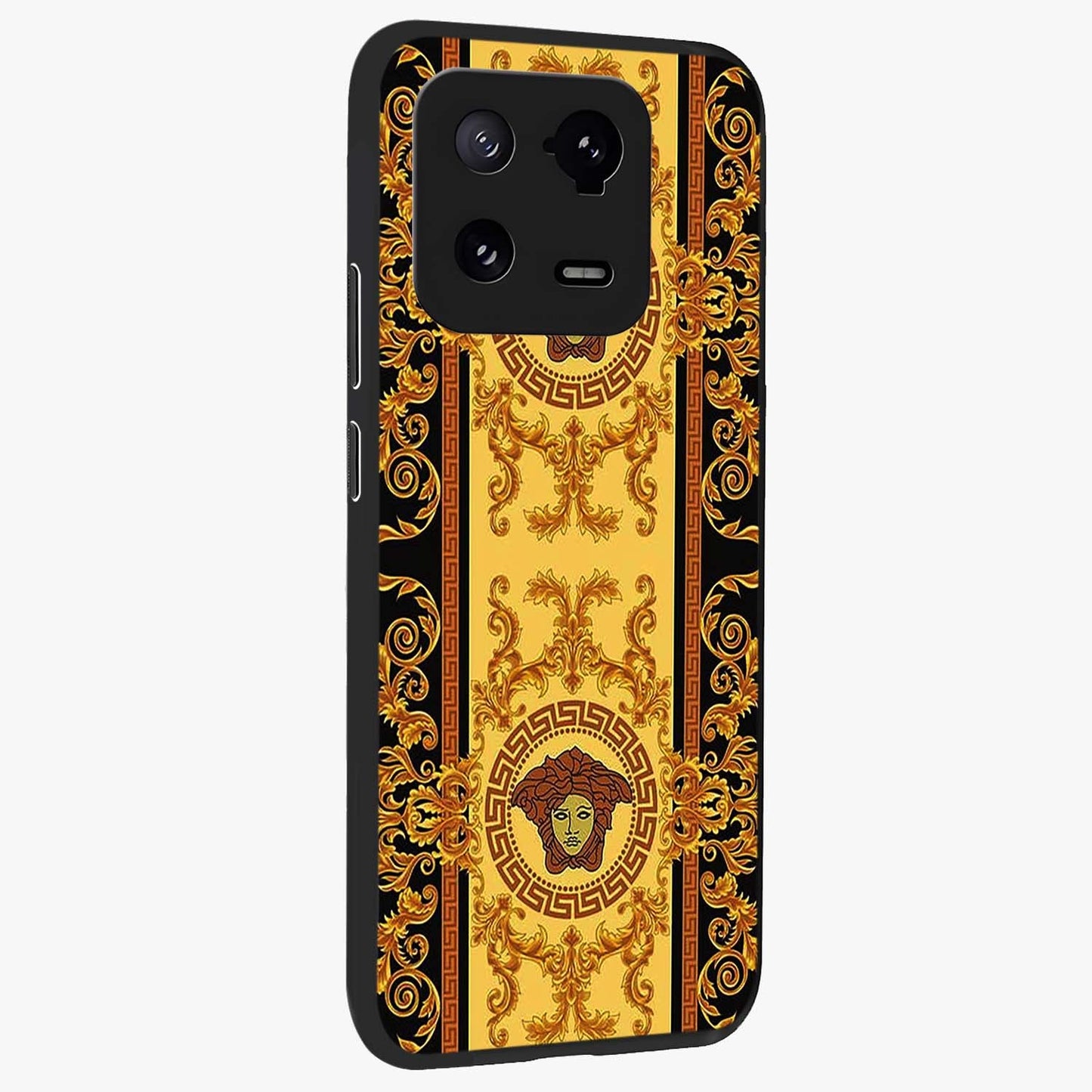 Golden Lotus Glow Glass Case upright view showcasing luminous lotus artwork with peaceful divine theme.