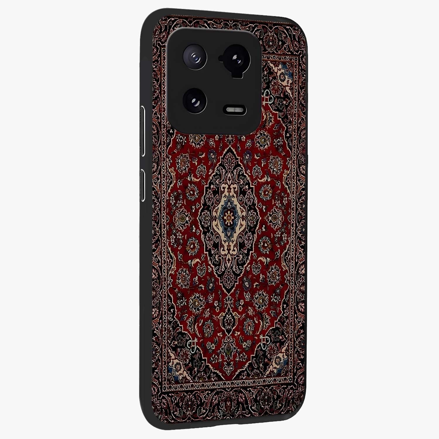 Heritage Carpet Royale Glass Case upright view showcasing detailed ornamental artwork with luxurious traditional theme.