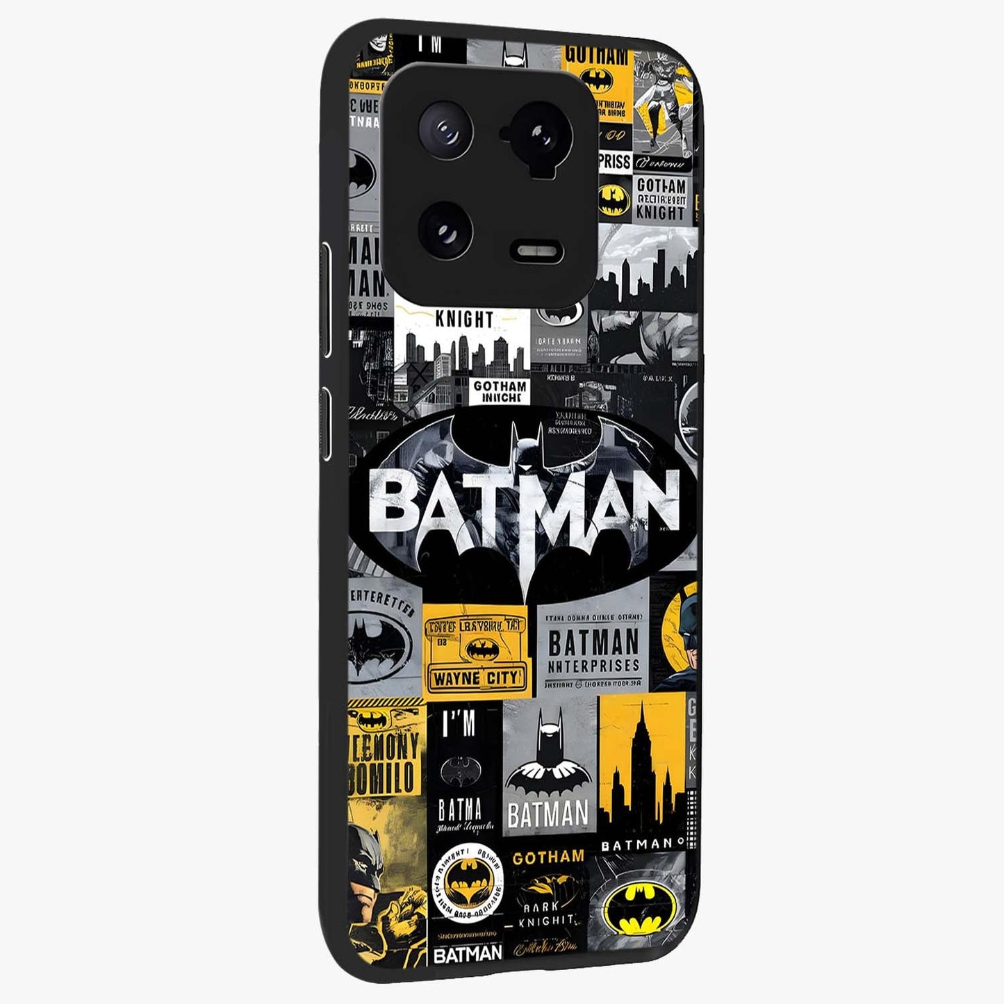 Knight Gotham Rise Glass Case upright view showcasing bold vigilante themed artwork with gothic city vibe.