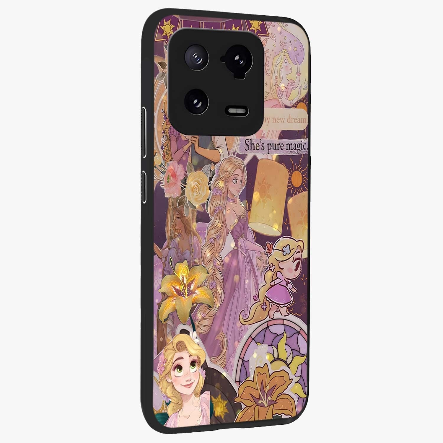 Magical Tangled Dream Glass Case upright view showcasing enchanting artistic artwork with dreamy fantasy theme.