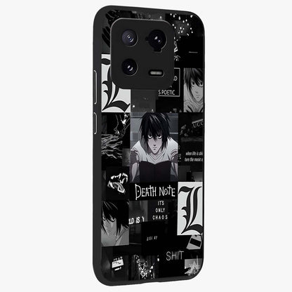 Midnight Chaos Mind Glass Case upright view showcasing expressive abstract artwork with bold dark theme.