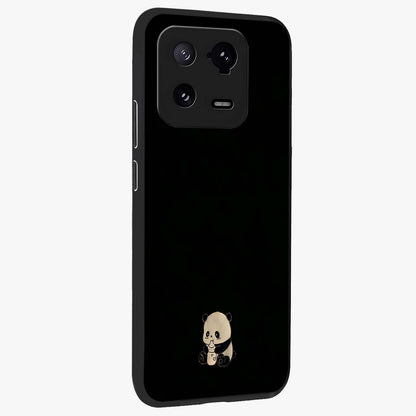 Midnight Panda Love Glass Case upright view showcasing charming panda artwork with playful romantic theme.