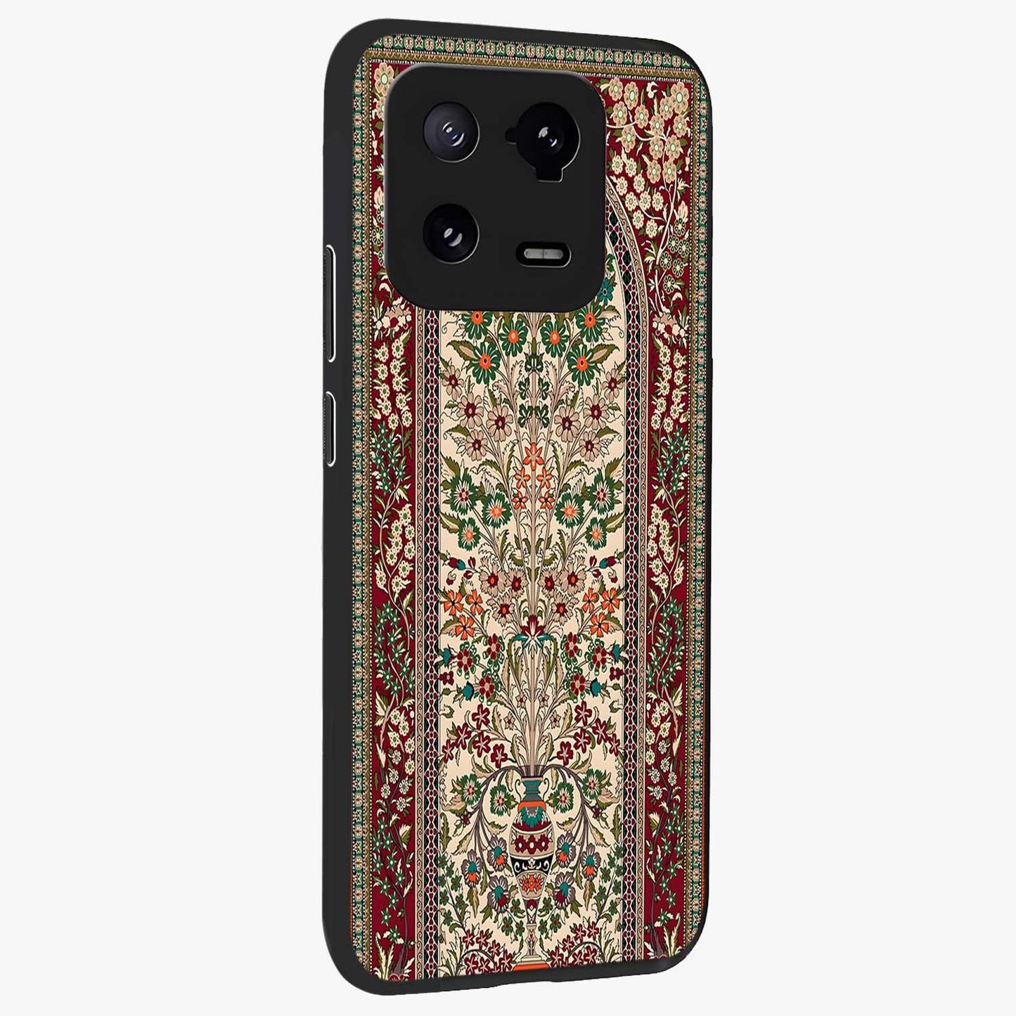 Persian Inspired Glass Case upright view showcasing decorative Persian artwork with rich heritage theme.