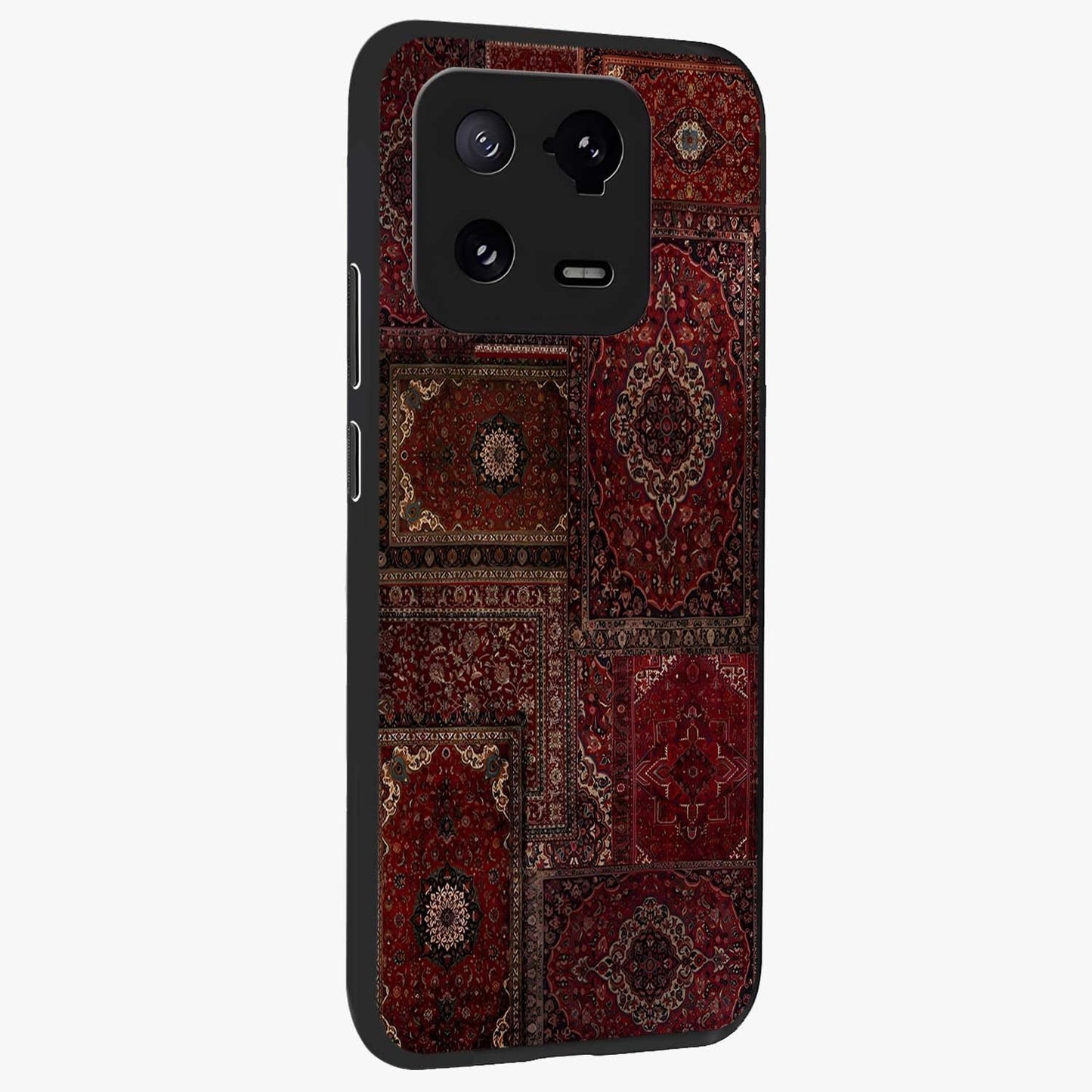 Persian Velvet Tale Glass Case upright view showcasing elegant Persian artwork with classic heritage theme.