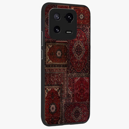 Persian Velvet Tale Glass Case upright view showcasing elegant Persian artwork with classic heritage theme.