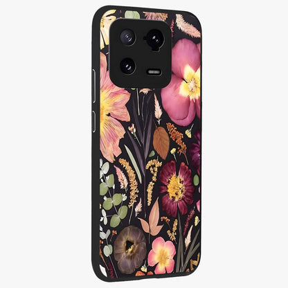 Petal Dream Tapestry Glass Case upright view showcasing detailed floral tapestry artwork with artistic nature theme.