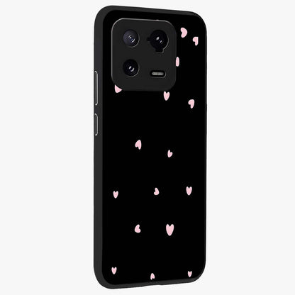 Pink Love Drops Glass Case upright view showcasing charming heart drop artwork with romantic playful theme.