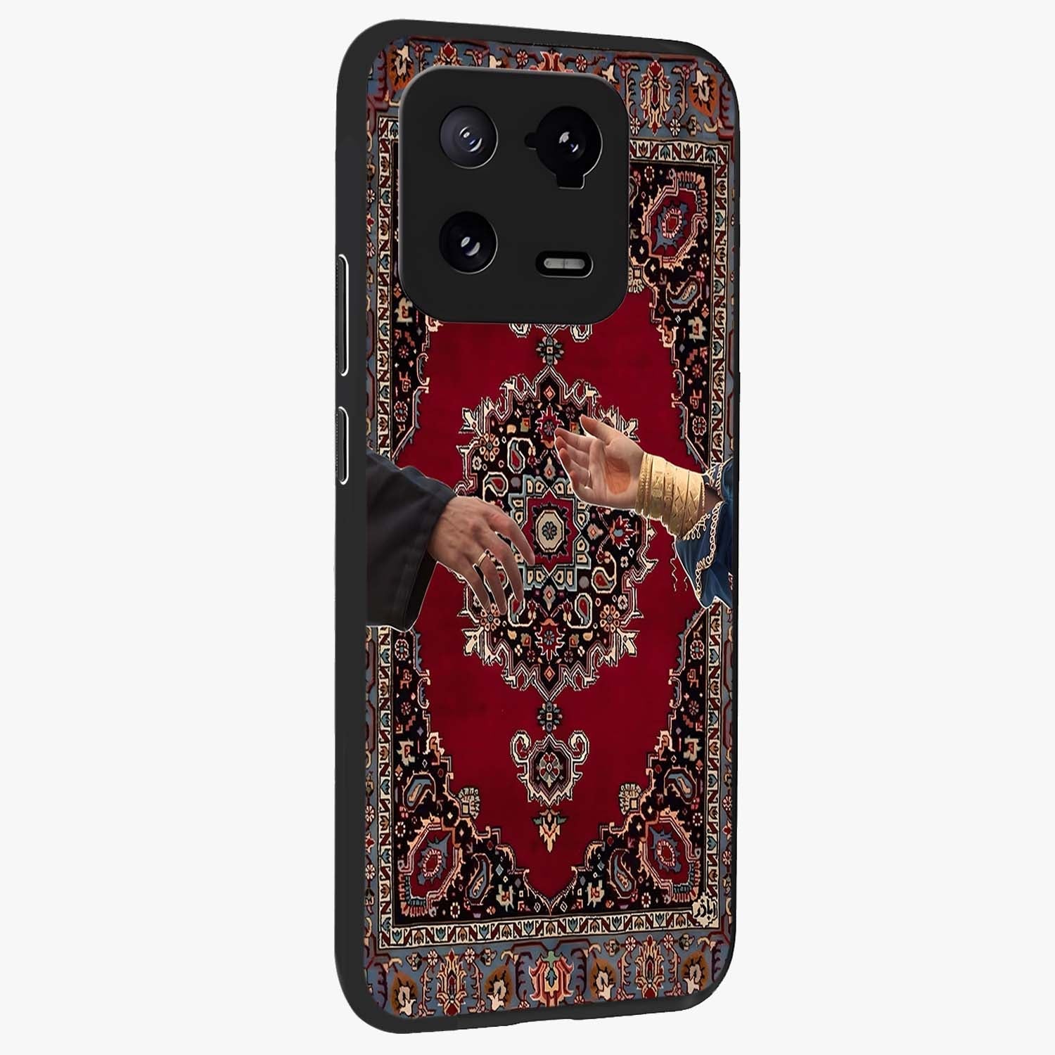 Royal Touch Reach Glass Case upright view showcasing stylish royal inspired artwork with graceful theme.