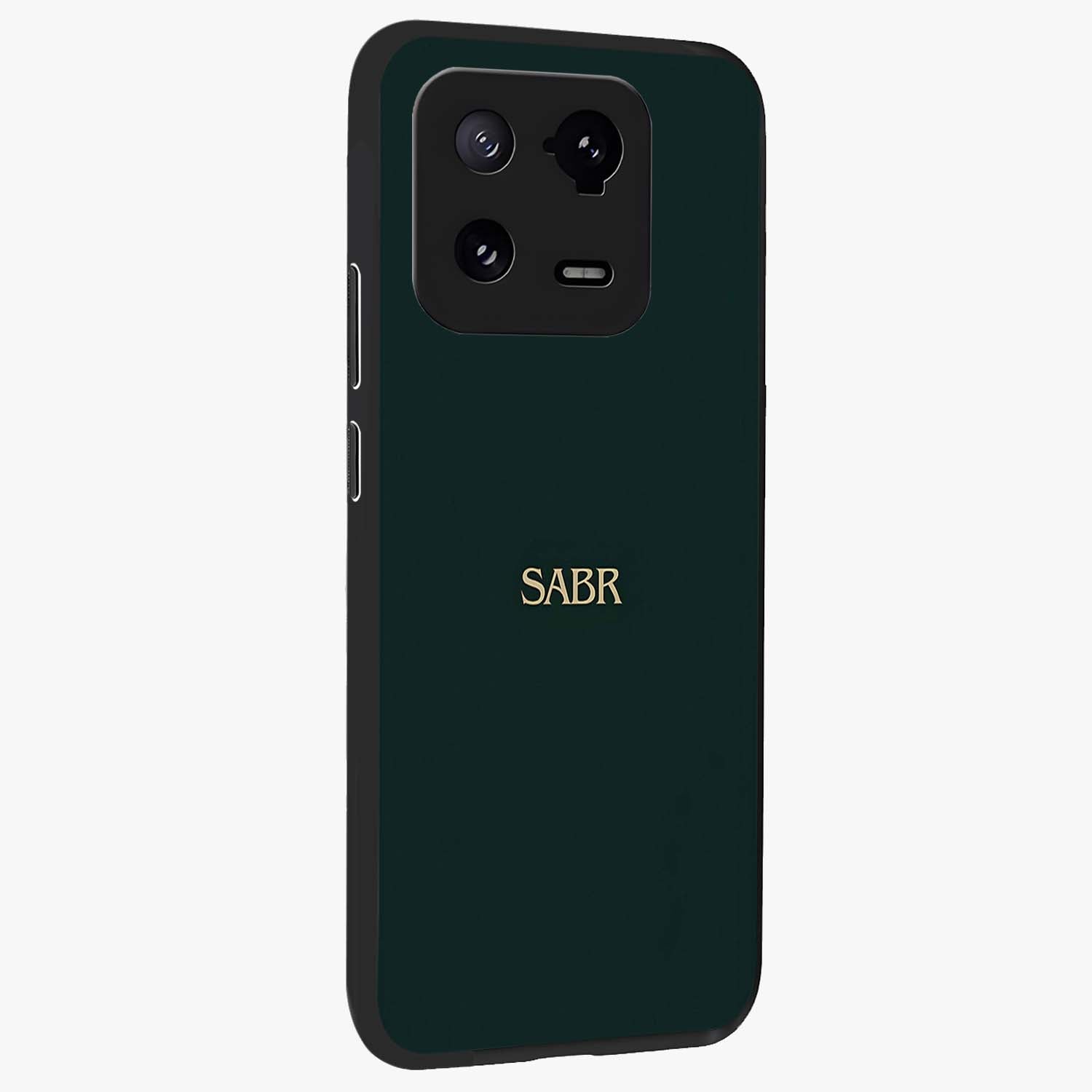 Sabr Minimal Patience Glass Case upright view showcasing calm minimalist artwork with motivational patience theme.