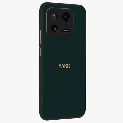 Sabr Minimal Patience Glass Case upright view showcasing calm minimalist artwork with motivational patience theme.