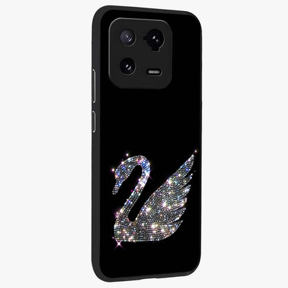 Starlit Swan Grace Glass Case upright view showcasing beautiful swan artwork with peaceful night themed design.
