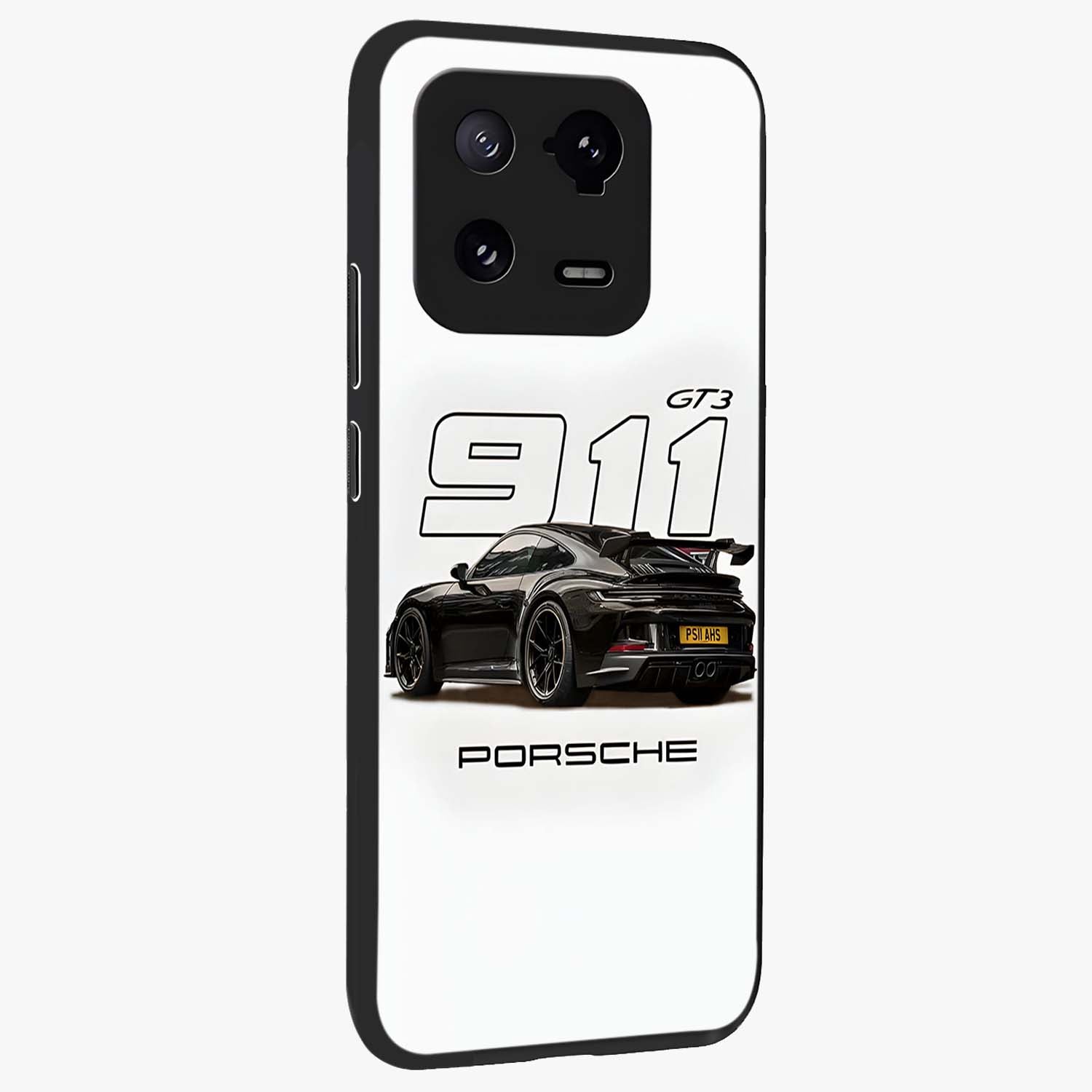 Turbo Legacy Icon Glass Case upright view showcasing bold racing inspired artwork with classic car theme.