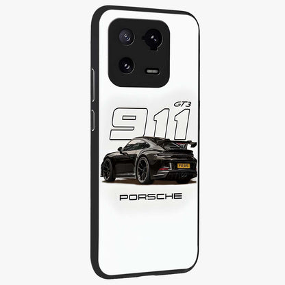 Turbo Legacy Icon Glass Case upright view showcasing bold racing inspired artwork with classic car theme.