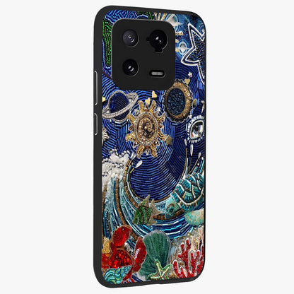 Universe Underwater Spark Glass Case upright view showcasing magical underwater galaxy artwork with vibrant cosmic theme.