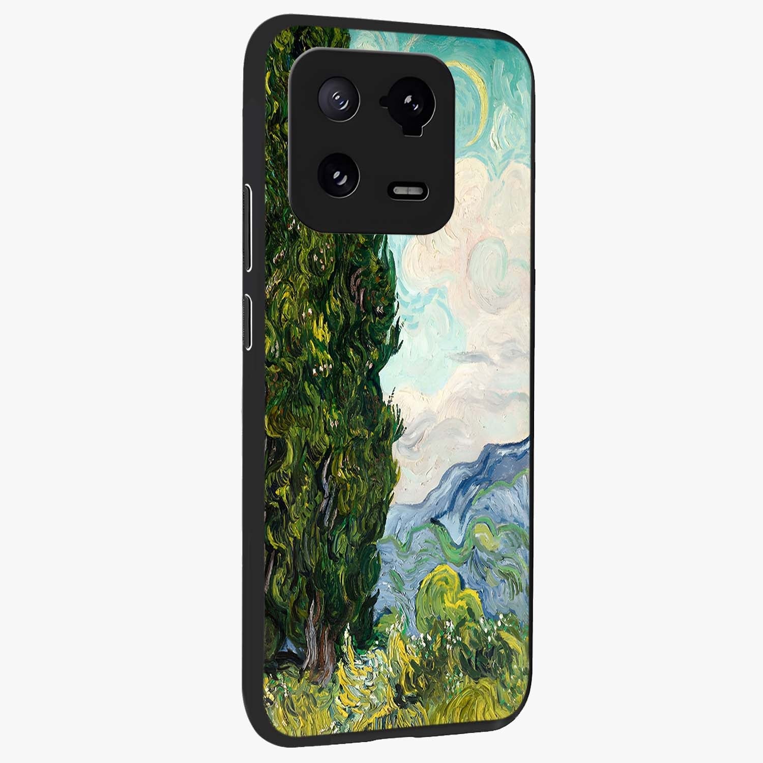 Van Gogh Vintage Art Glass Case upright view showcasing elegant vintage painting artwork with artistic heritage theme.