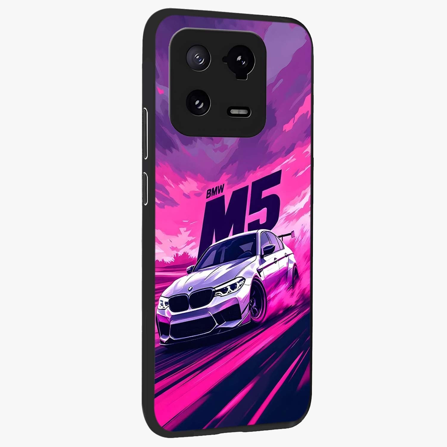 Velocity Drift Pulse Glass Case upright view showcasing powerful racing artwork with energetic motorsport theme.