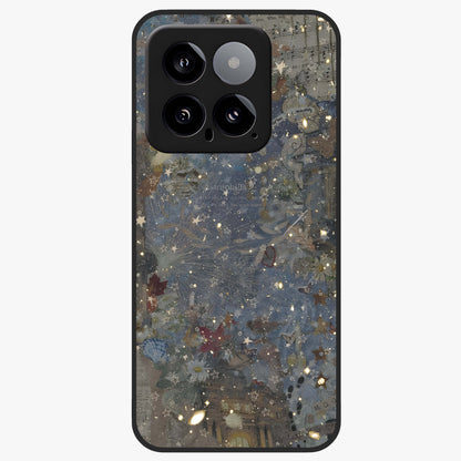 Aesthetic Astrolophia Glass Case showing flat back view with dreamy aesthetic design and glossy glass finish.