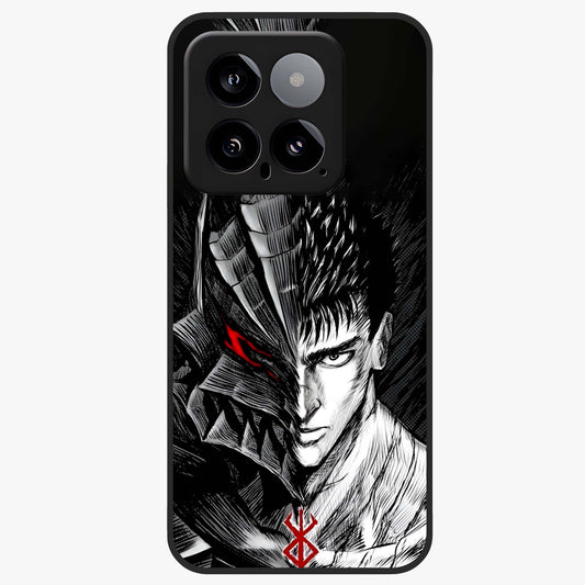 Berserker Blood Oath Glass Case showing flat back view with fierce warrior inspired artwork and glossy glass finish.