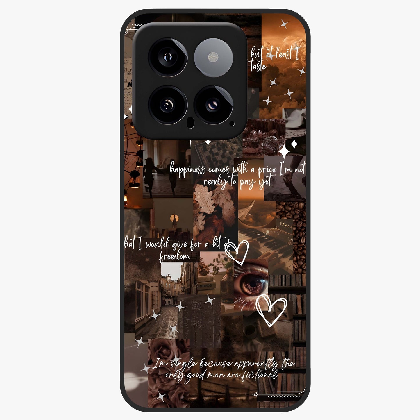 Bittersweet Aesthetic Chaos Glass Case showing flat back view with artistic chaotic aesthetic design and glossy glass finish.