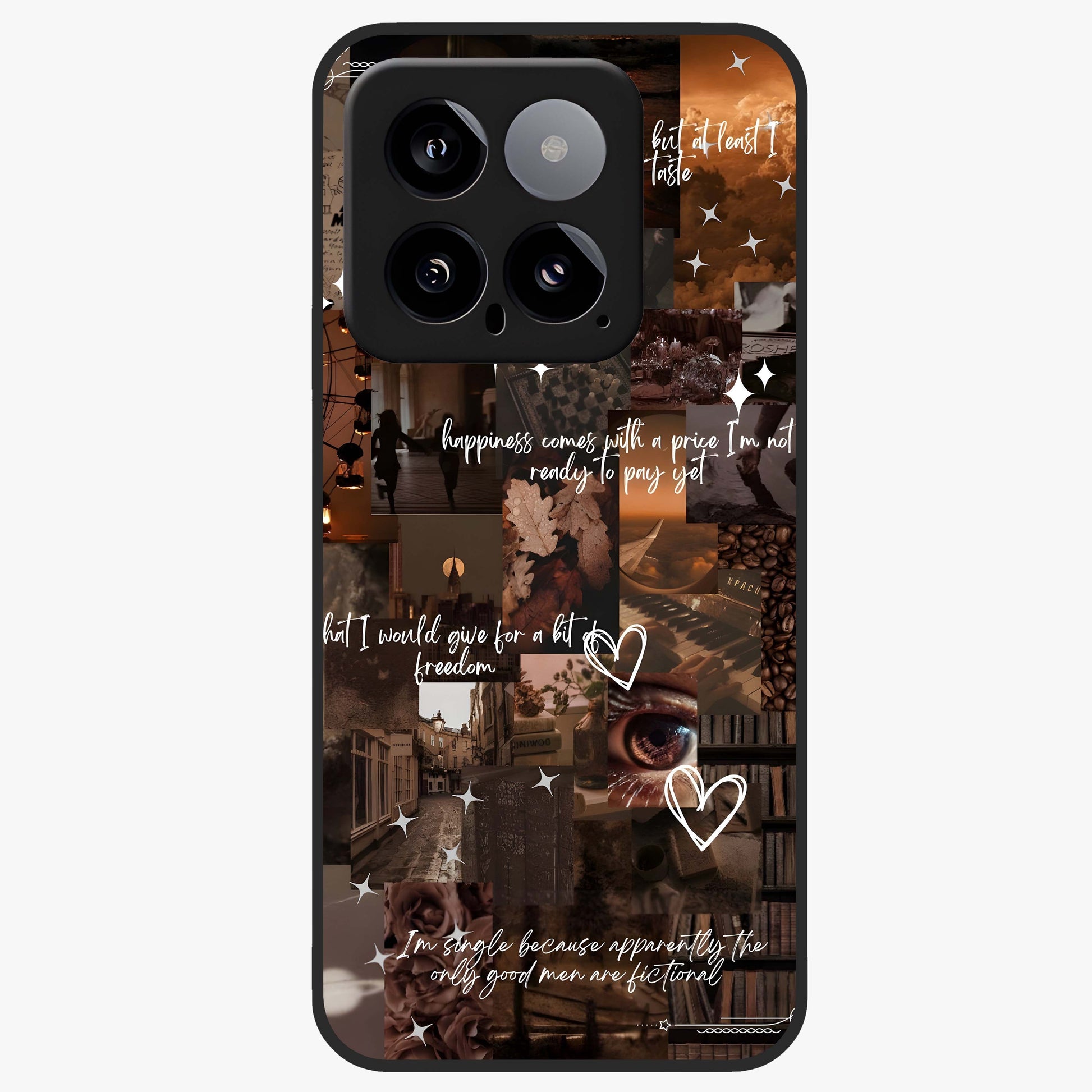 Bittersweet Aesthetic Chaos Glass Case showing flat back view with artistic chaotic aesthetic design and glossy glass finish.
