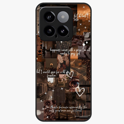 Bittersweet Aesthetic Chaos Glass Case showing flat back view with artistic chaotic aesthetic design and glossy glass finish.