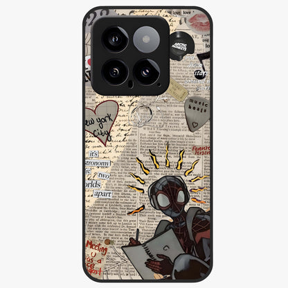 City Dream Sketch Glass Case showing flat back view with artistic city skyline sketch artwork and glossy glass finish.