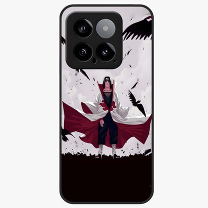 Crimson Crow Ascension Glass Case showing flat back view with mystical crow artwork and glossy glass finish.