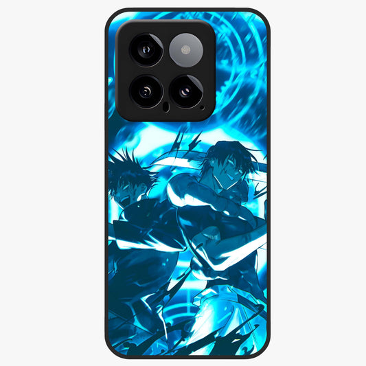 Cursed Energy Clash Glass Case showing flat back view with intense cursed energy artwork and glossy glass finish.
