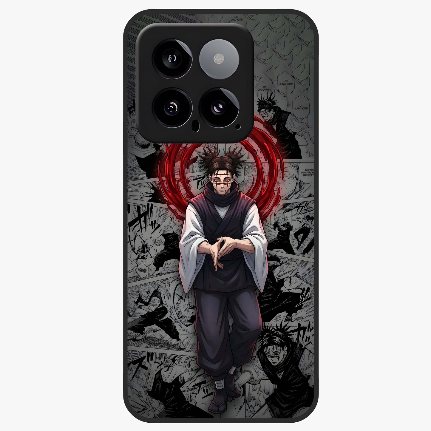 Cursed Ritual Ascension Glass Case showing flat back view with dark ritual themed artwork and glossy glass finish.