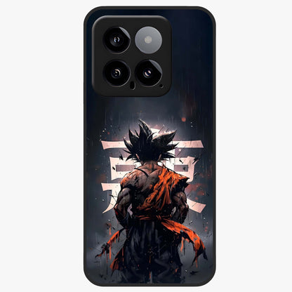 Dark Warrior In Rain Glass Case showing flat back view with warrior artwork in rainy atmosphere and glossy glass finish.