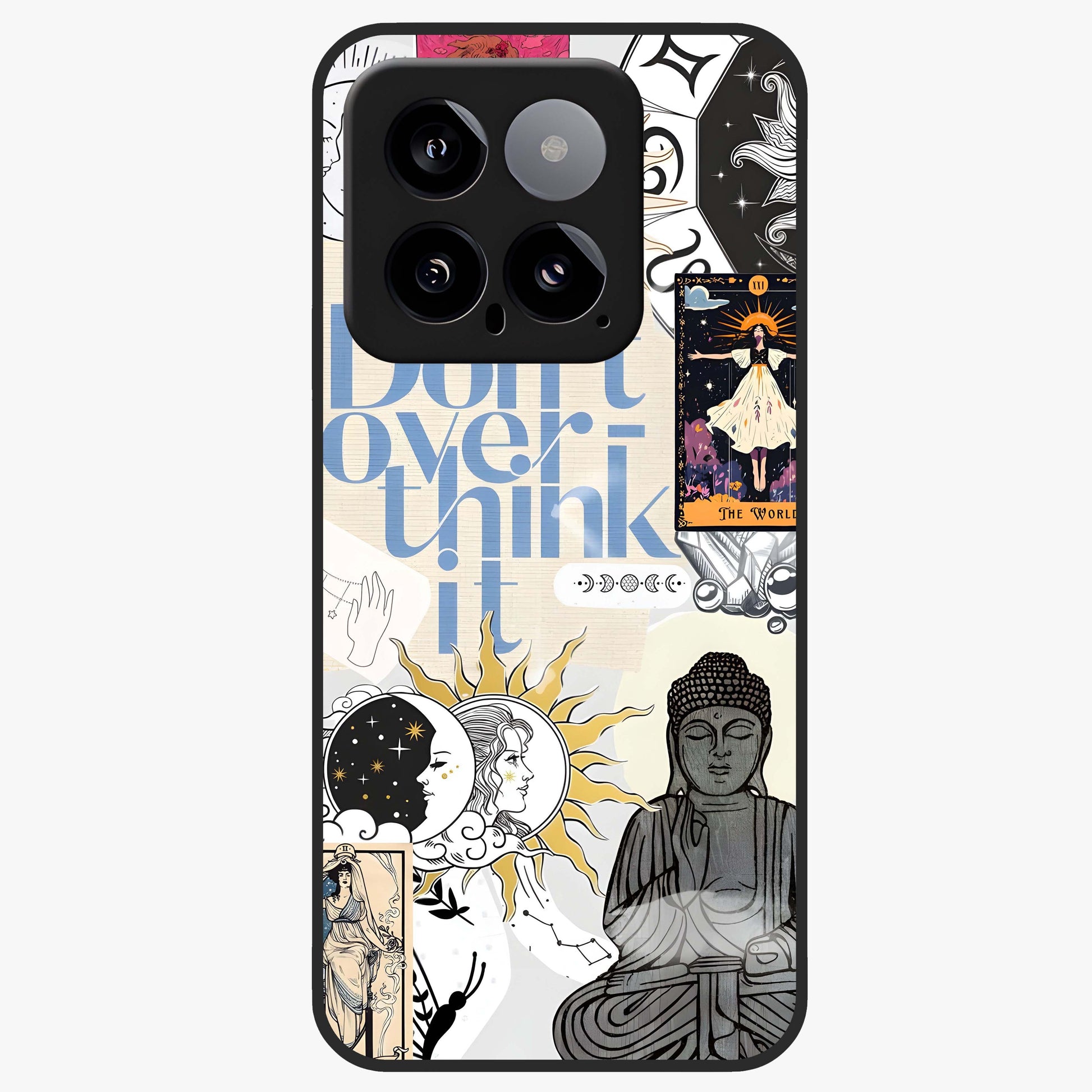 Ethereal Thoughts Glass Case showing flat back view with dreamy artistic artwork and glossy glass finish.