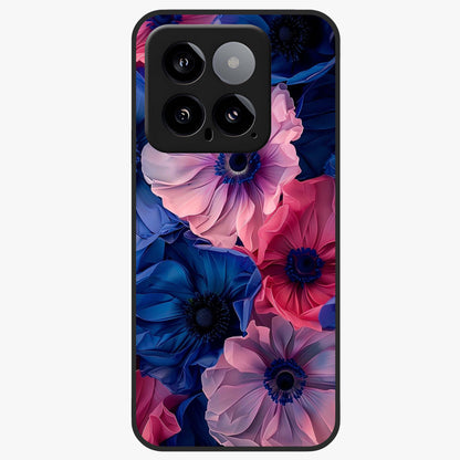 Flower Paper Art Pattern Glass Case showing flat back view with paper cut style floral artwork and glossy glass finish.