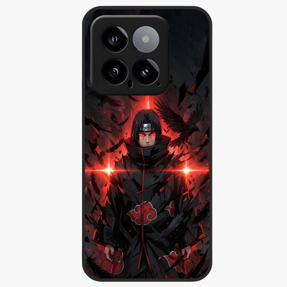 Focused Blade Discipline Glass Case showing flat back view with warrior sword themed artwork and glossy glass finish.