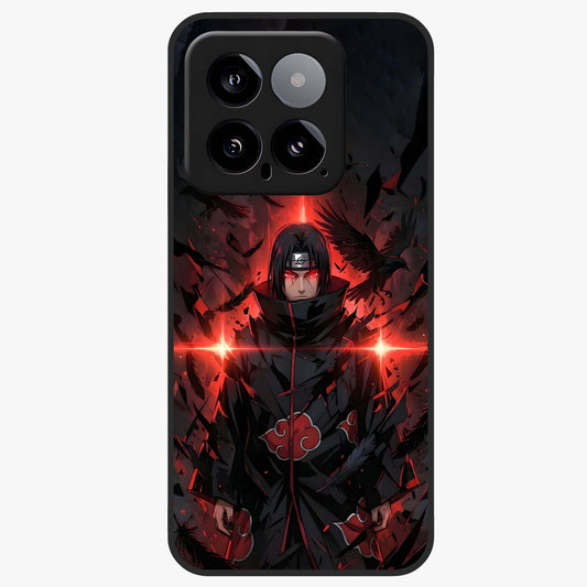 Focused Blade Discipline Glass Case showing flat back view with warrior sword themed artwork and glossy glass finish.