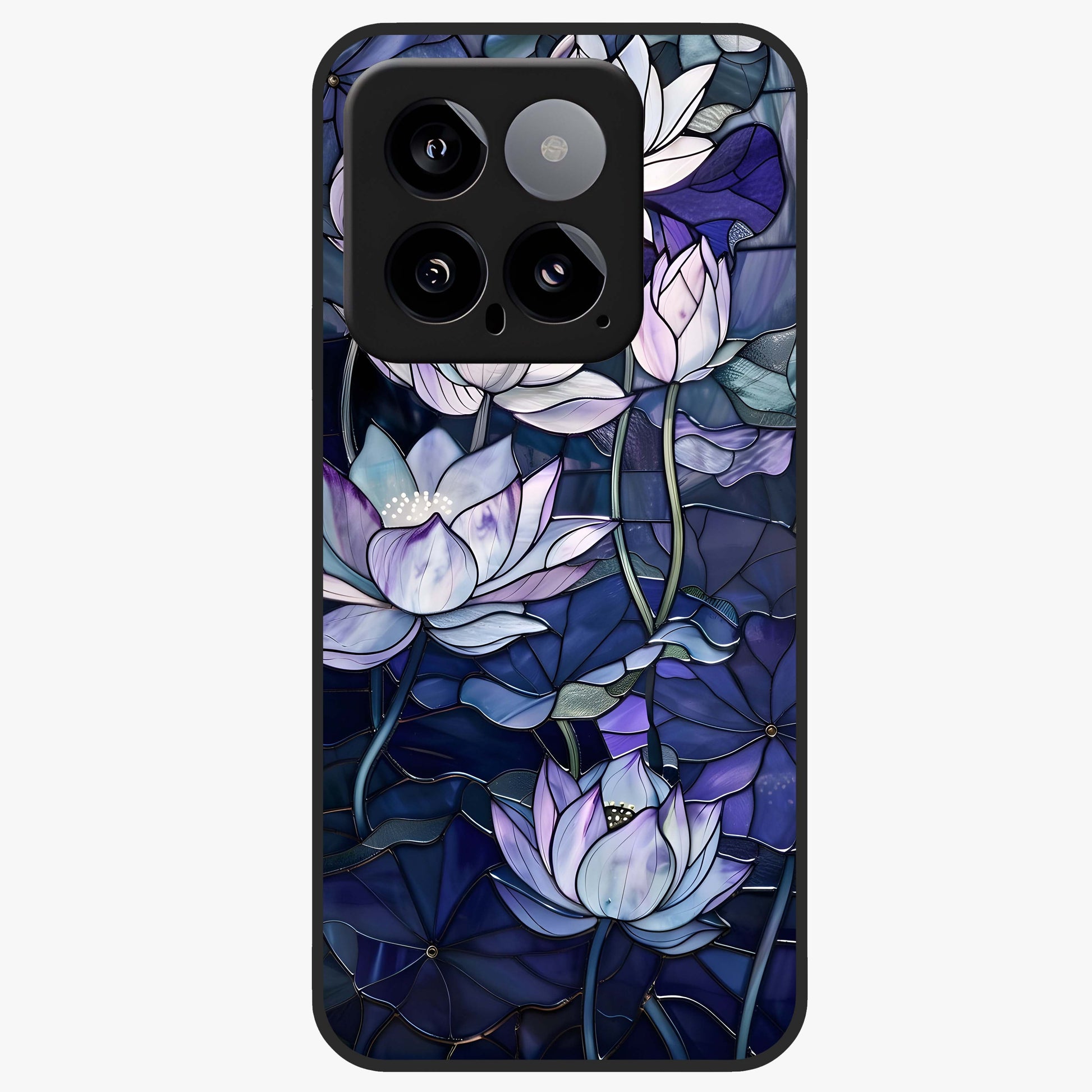 Gloss Petal Rush Glass Case showing flat back view with glossy flower petal artwork and smooth glass finish.