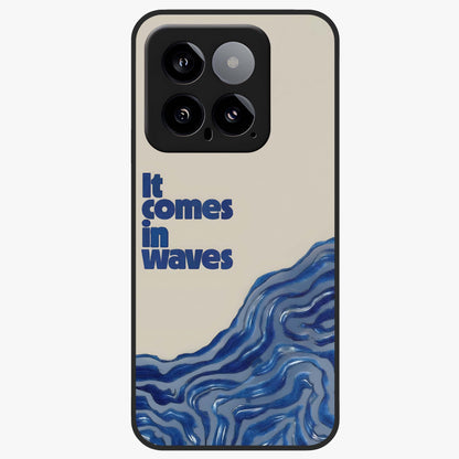 It Comes In Waves Quote Glass Case showing flat back view with inspirational wave themed quote artwork and glossy glass finish.