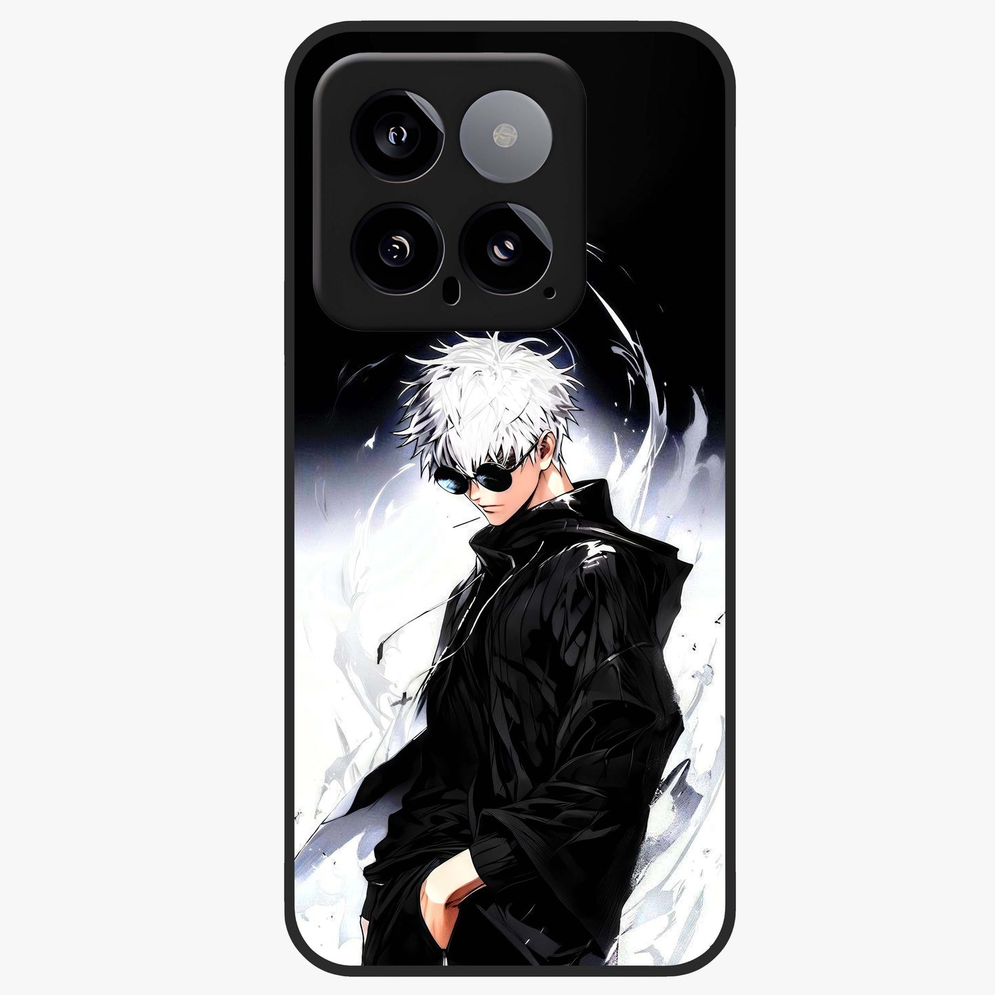 Limitless Shadow King Glass Case showing flat back view with powerful shadow warrior artwork and glossy glass finish.