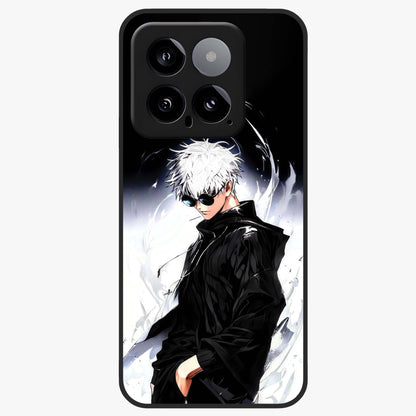 Limitless Shadow King Glass Case showing flat back view with powerful shadow warrior artwork and glossy glass finish.