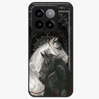 Majestic Ride Legacy Glass Case showing flat back view with powerful automotive inspired artwork and glossy glass finish.